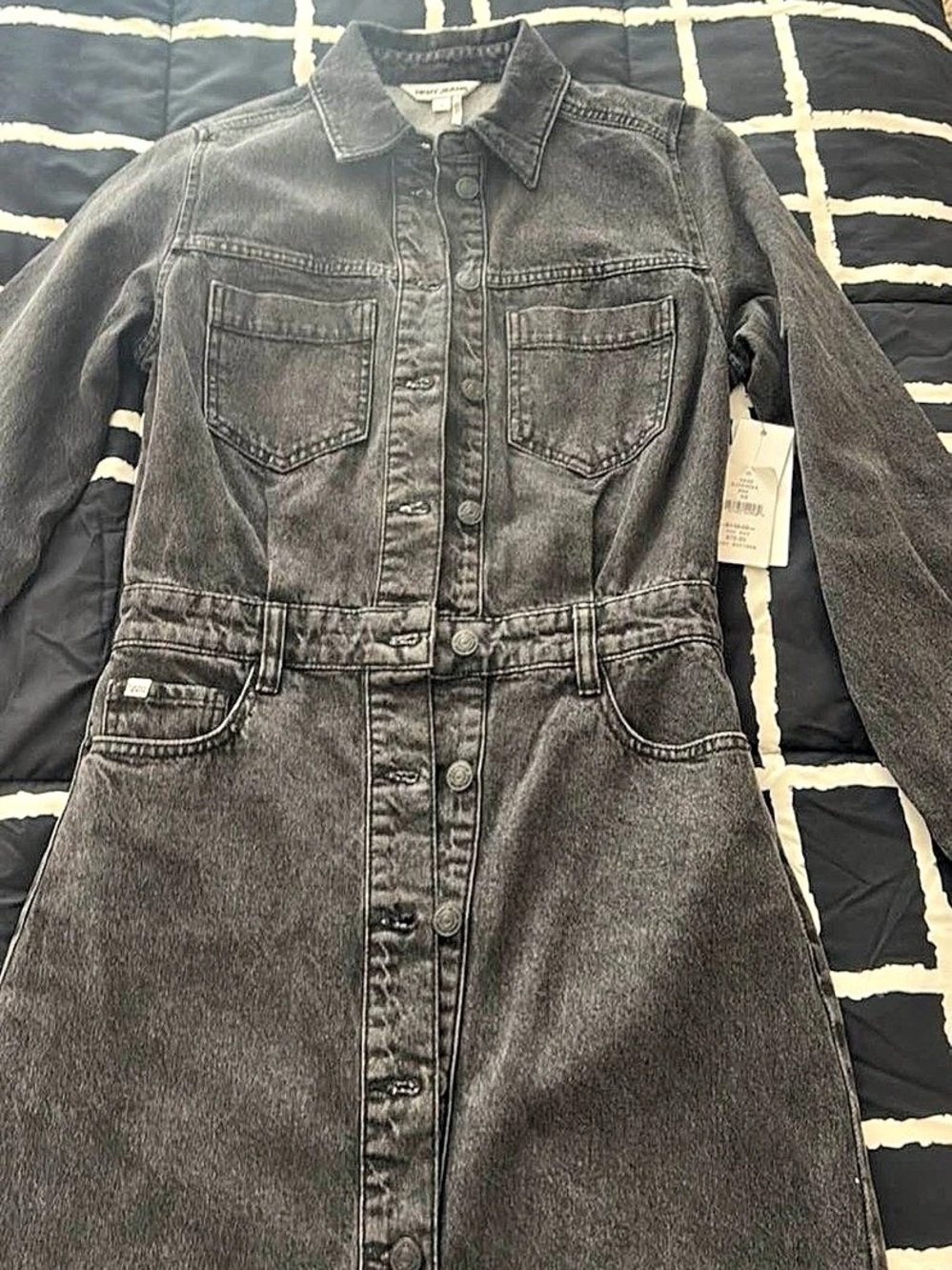 DKNY Jeans Denim Mini Dress in Black Size XS NWT